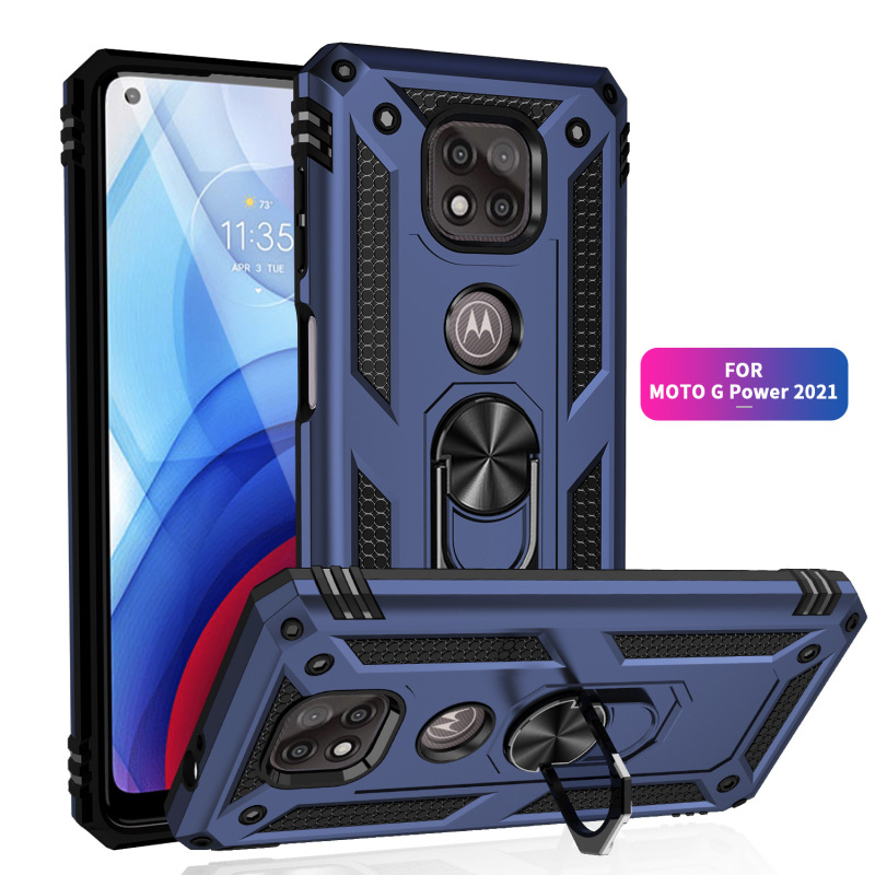Suitable for Moto G Power2021 Sergeant mobile phone case rotating bracket anti-fall TPU + PC 2-in -1 protective cover