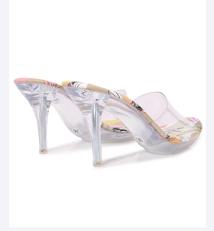 Dép sandal nữ quai ngang hở mũi gót cao pha lê trong suốt — Màu mơ, Màu xanh lam chi tiết 33