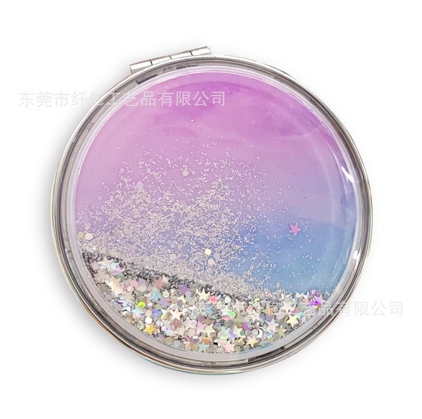 Folding handheld cute round double-sided mirror