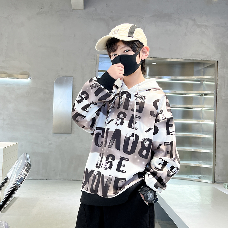 Barn hoodie för pojkar höst och vår med mjukt foder_voghion.com