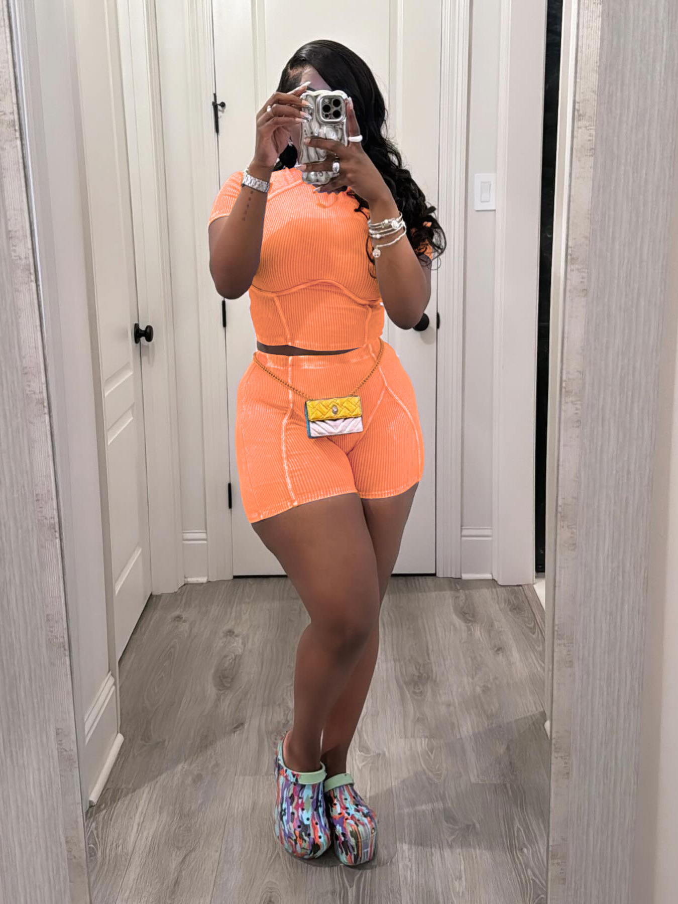 Women Clothing Thread Washed Faded Distressed Two Piece Shorts Set