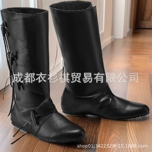 Medieval Renaissance Boots Retro Lace-Up Viking Lace-Up Shoes Pirate Boots Halloween Cos