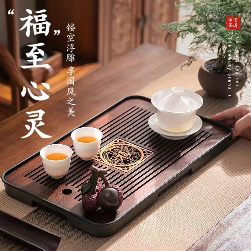 2025 新茶トレイカンフーティーセット竹茶海ドライバブルテーブル水茶トレイ家庭用小型水貯蔵茶テーブル|undefined
