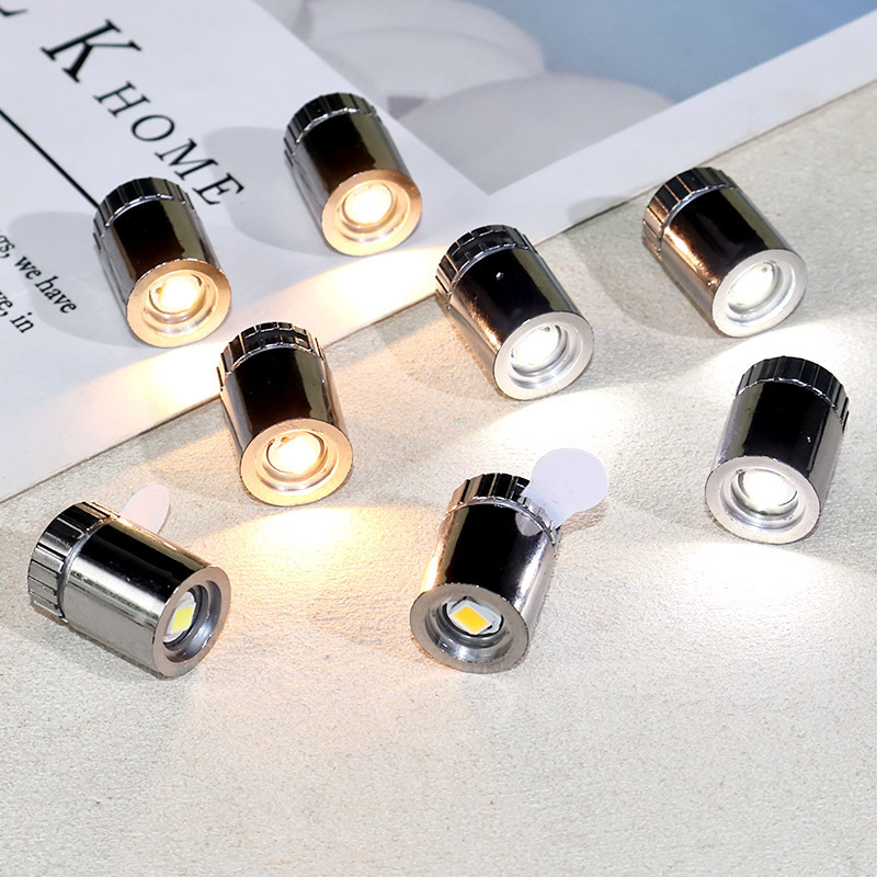 Bicai Mini Electroplated Cylindrical Rotating Light Led Warm White Light Handmade DIY Miniature Scene Luminous Led Small Spotlight