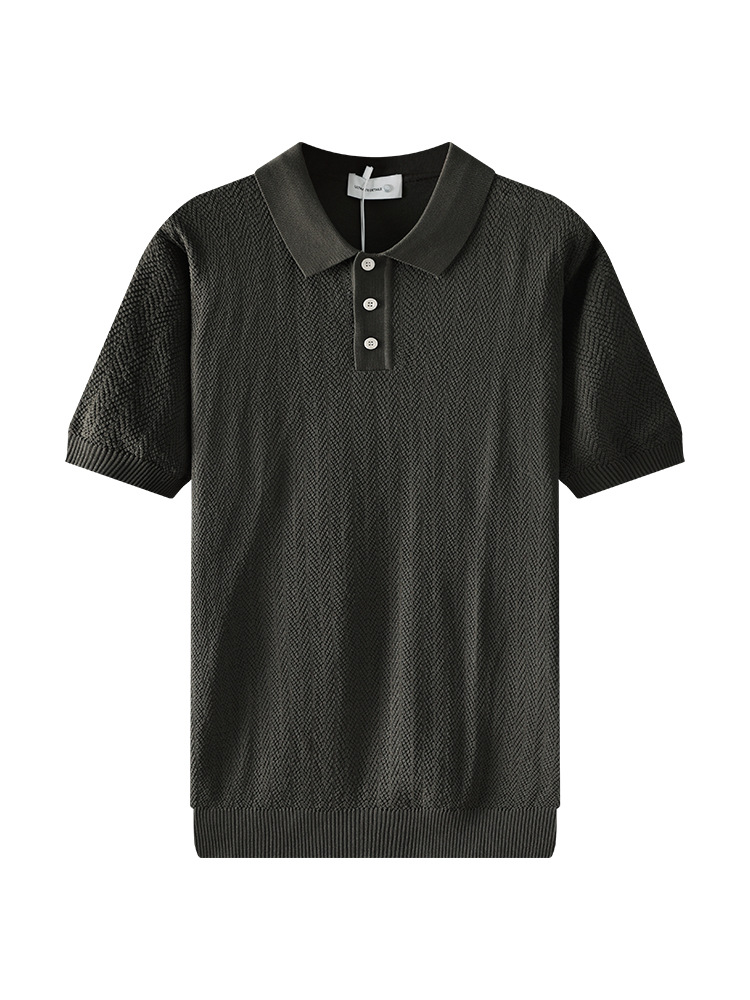Transfronterizo texturas de hielo de alta calidad polo camiseta de hombre con solapa de manga corta camiseta de negocios casual de hombre