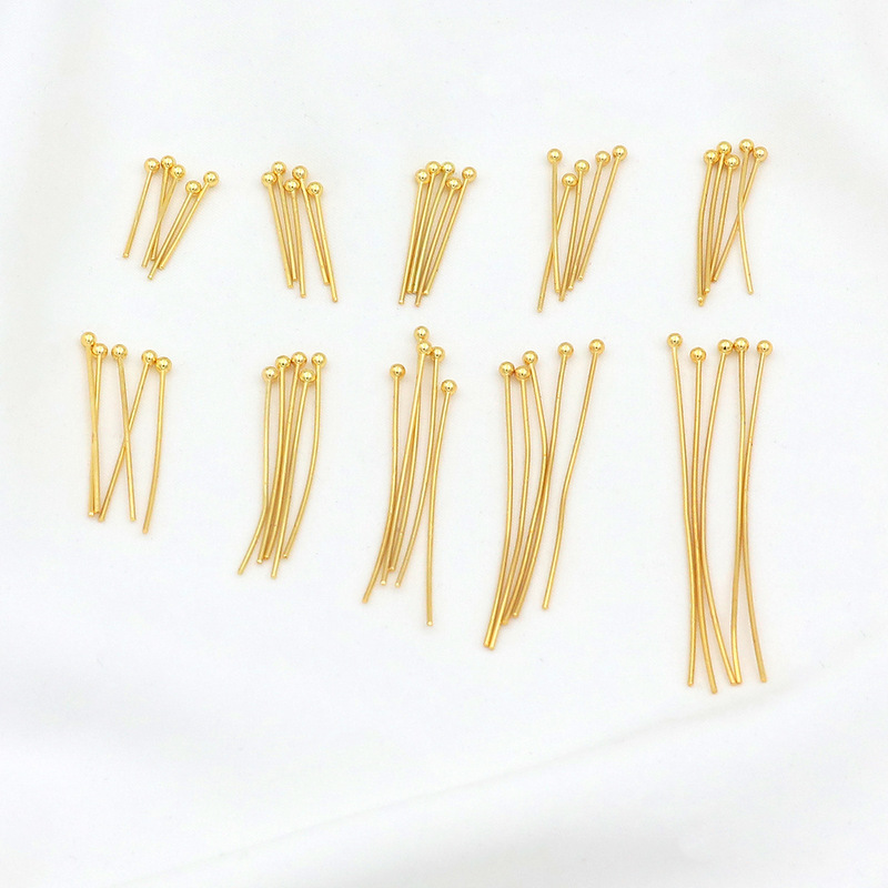 Color-retaining 18k real gold 0.7mm thick ball pin, round head pin, bead head pin for threading pearl bracelets and necklaces DIY handmade accessories Color-retaining 18k real gold 0.7mm thick ball pin, round head pin, bead head pin for threading pearl bracelets and necklaces DIY handmade accessories