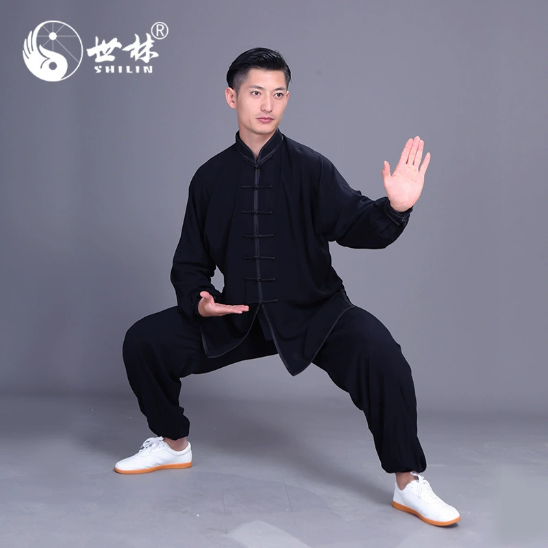 Черный женский шелковый халат на хлопковой подкладке, одежда для мастеров, одежда для утренних тренировок боевых искусств, оптовая продажа с фабрики