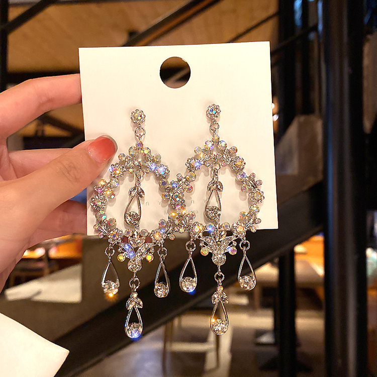 35 #925 Pendientes huecos de diamante completo con aguja de plata