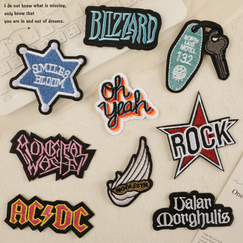 电脑绣花衣帽辅料布标刺绣贴卡通英文布标diy配饰饰品补丁贴布贴