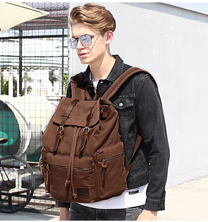 Amazon Best-Selling Vintage Double Shoulder Backpack Men's Laptop Travel Bag Trendy Fashion Unisex Backpack In Stock