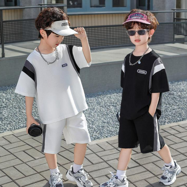 7954 traje de verano para niños 2025 nuevos pantalones cortos de verano para niños de dos piezas ropa casual de verano para bebés