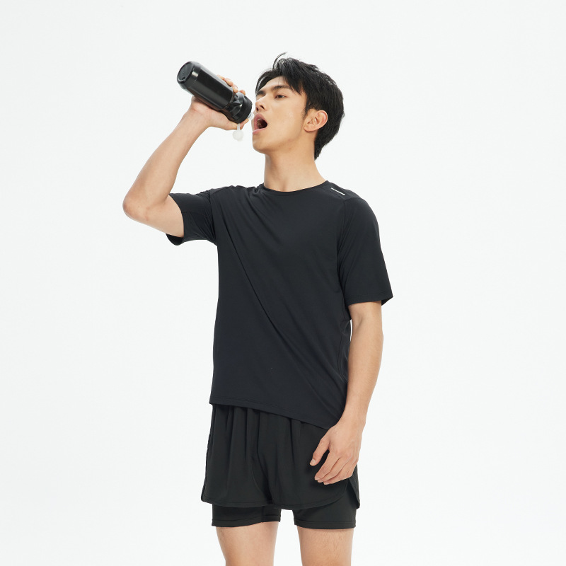 Camiseta deportiva de manga corta para hombres ropa de secado rápido verano casual Top personalidad europea y americana Amazon ropa para correr ropa de entrenamiento