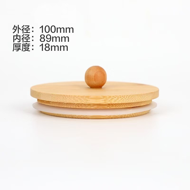 小さなハンドル付き丸い木製カップ蓋、ゴムリング付きキャンドルカップ、パインウッド、竹蓋、ハンドル、シリコンリング、ガラスボトル蓋|undefined