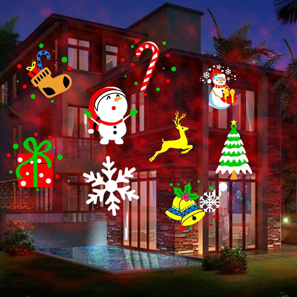 雪花投影双筒水纹图案跨境欧美户外室内万圣雪花菲林灯草坪圣诞灯