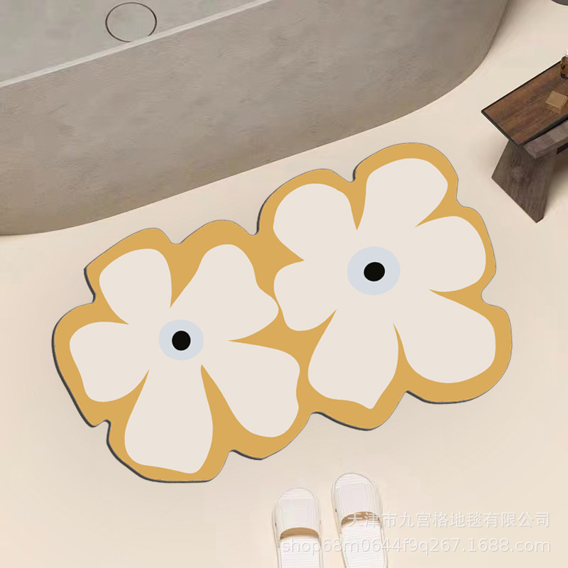 Fresh special-shaped flower technology cloth absorbent floor mat bathroom non-slip wear-resistant floor mat toilet door floor mat