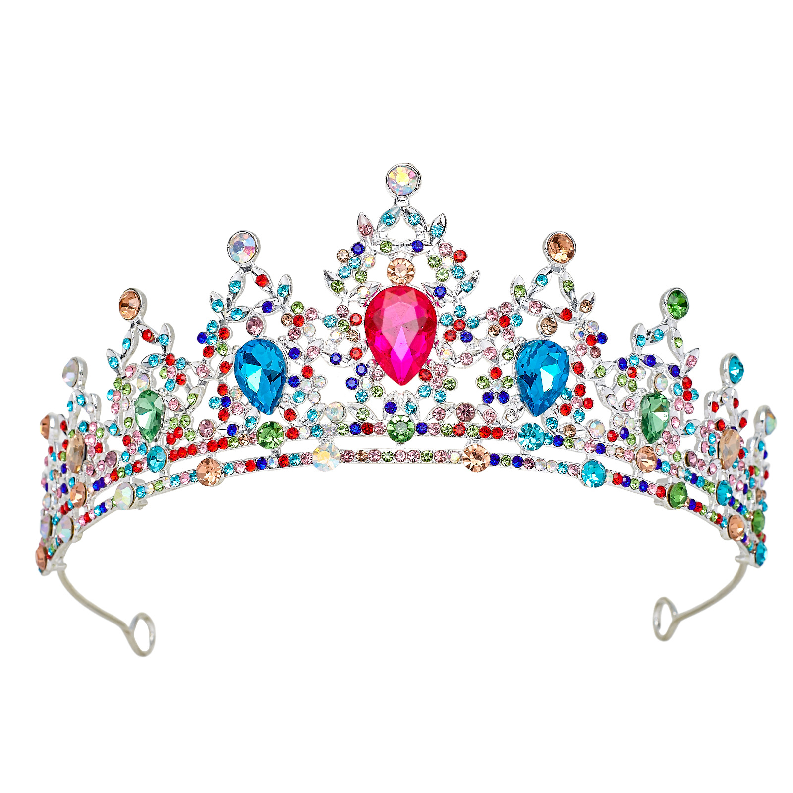 Corona nupcial europea y americana, diadema de pedrería colorida, corona barroca de aleación, accesorios para vestido de novia