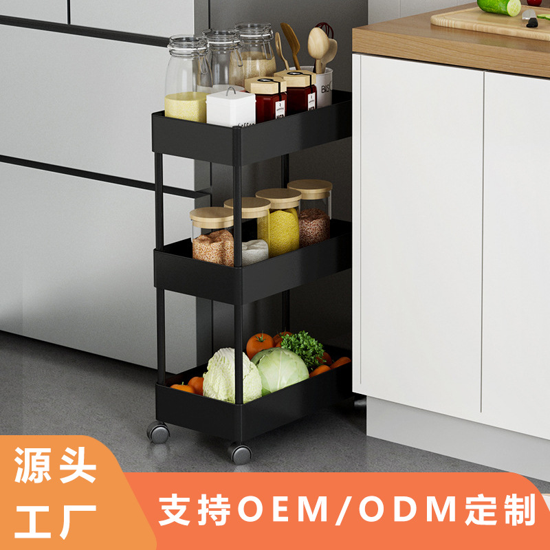 Estante de almacenamiento de espacio estrecho de cocina estante de artículos diversos del piso del baño refrigerador organizador de la esquina Carro de almacenamiento de múltiples capas