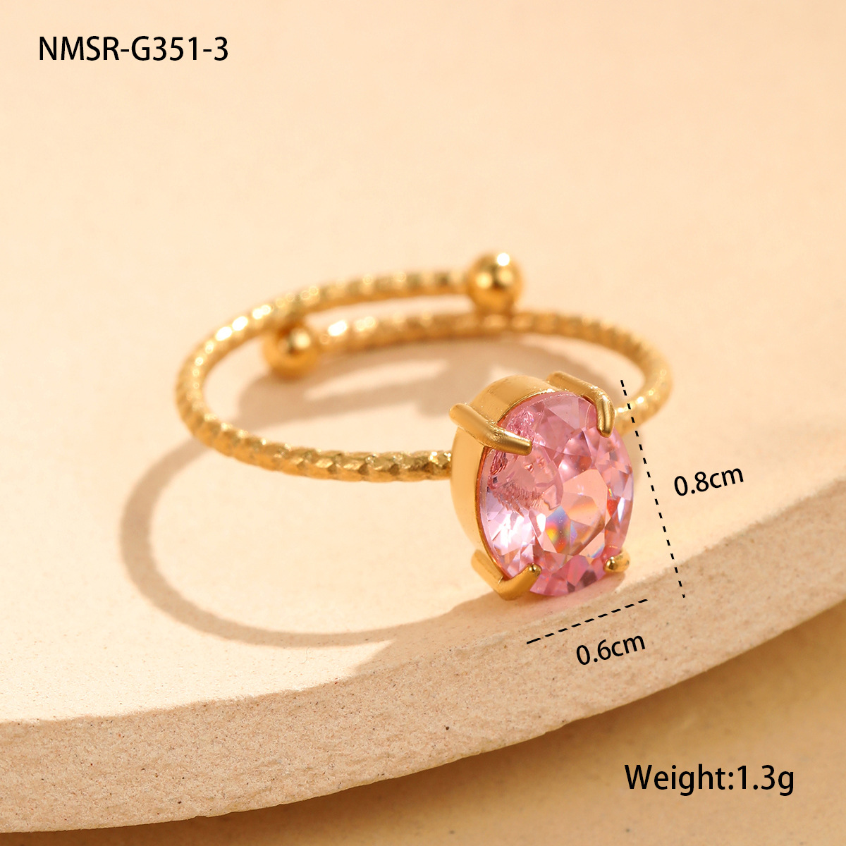 NMSR-G351-3 Pink Oval Ring