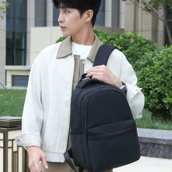Cross-Border New Style Simple School Bag for College Students, Unisex Solid Color Laptop Bag for Outdoor Leisure Travel