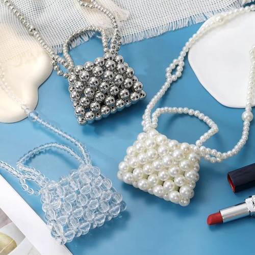 Knitting Children's Bags for Girls, Summer Pearls 2024 New Mini Bags for Girls, Beaded Bags for Girls, Child Crossbody Bags, Small Handbags