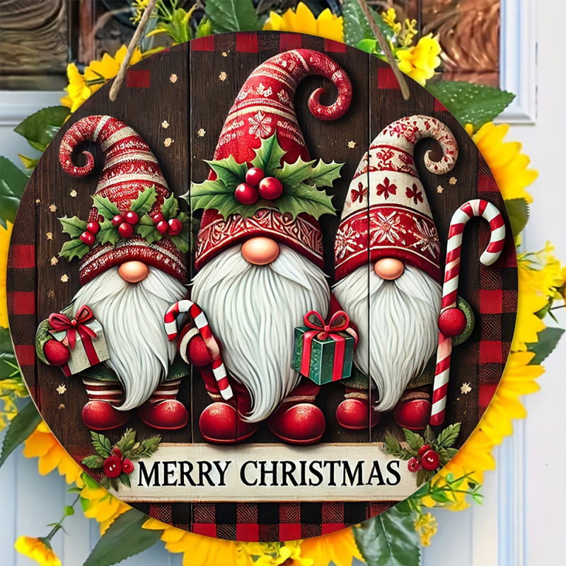 現物アメリカ式クリスマス木製田園歓迎ドア看板丸い表札クリスマス祭りストラップ飾り花輪|undefined
