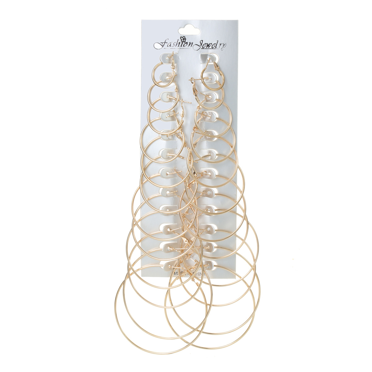 Transfronterizo europeo y americano exagerado gran círculo de metal Pendientes grandes de mujer de moda personalizada combinación de discoteca 12 pares de pendientes en stock
