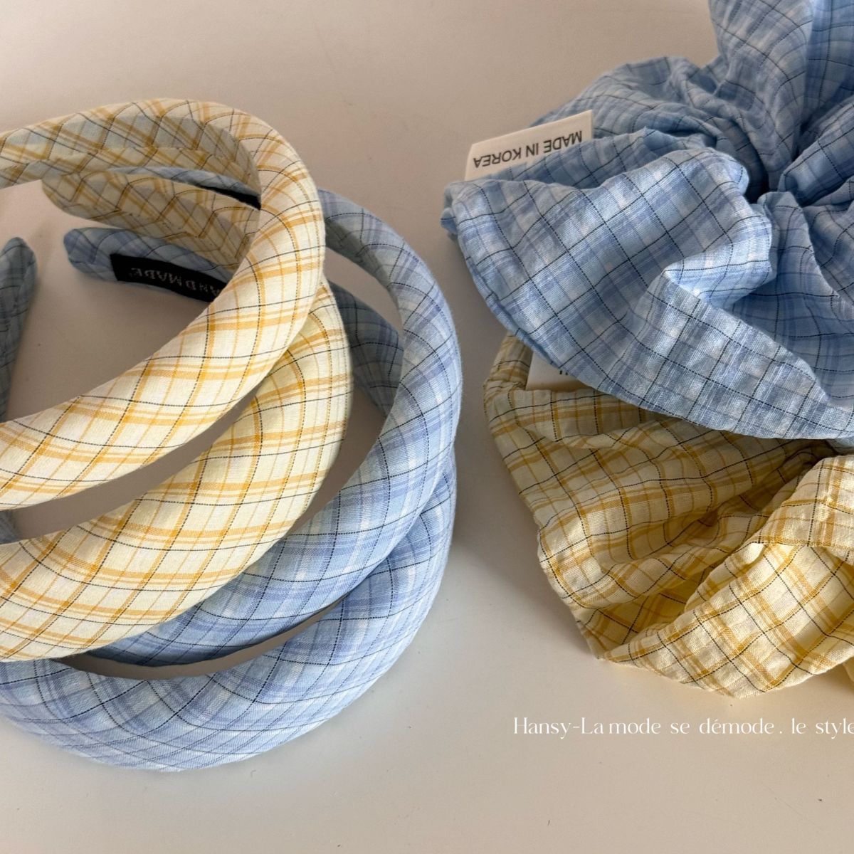 blue and yellow pattern fashion fresh temperament headband simple commute versatile headband daily outing hairpin hair ornaments new