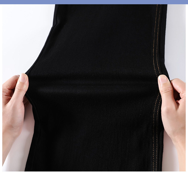 Quần jean ống rộng nữ cạp cao co giãn hai cúc phong cách Hàn Quốc — Quần Croptop Đen, Quần crop top màu xanh cao cấp, Quần xanh cao cấp, Tiện ích mở rộng màu xanh cao cấp chi tiết 8
