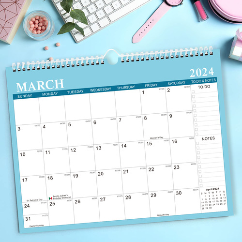 Manufacturer's -24 English Calendar Simple and Creative Desktop Calendar 18-Month Multi-Country Holiday Wall Calendar