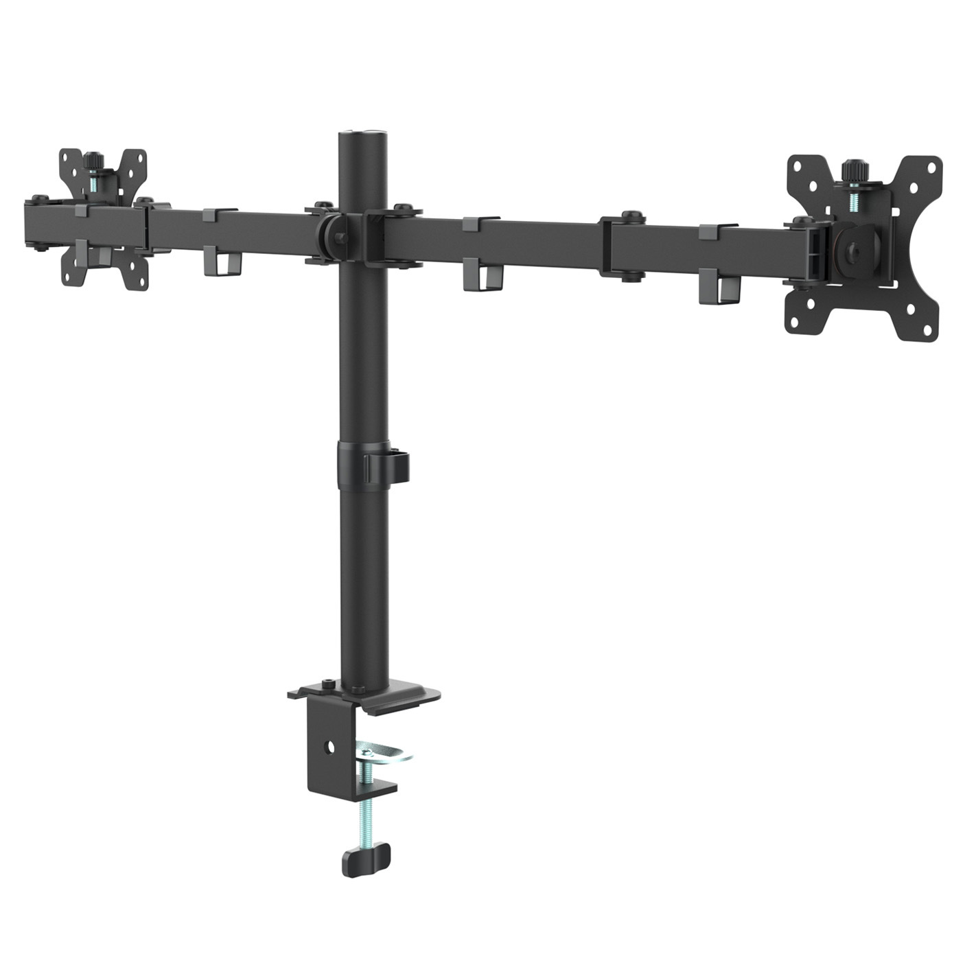 Soporte de pantalla LCD universal de doble pantalla 13 - 27 pulgadas elevación de computadora perforación de escritorio giratorio / base de clip de escritorio