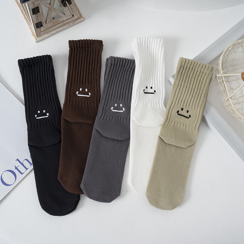 Cityboy Socks for Men and Women, Couple Mid-Calf Socks, Trendy Street Skateboard Robot Smiley Face Sports Slouch Long Socks