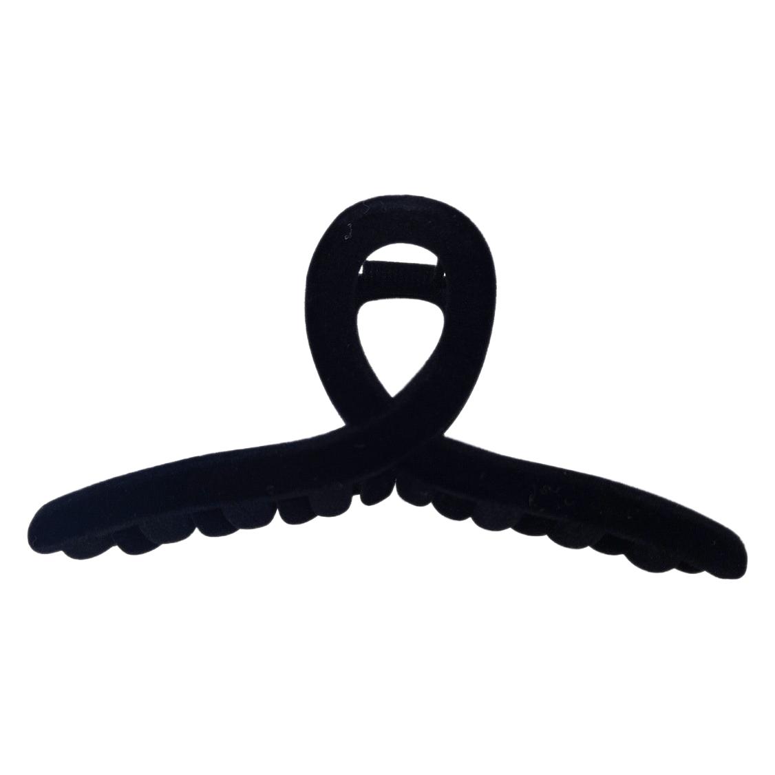 Pinza de pelo elegante negra flocada para mujer accesorio moda_voghion.com