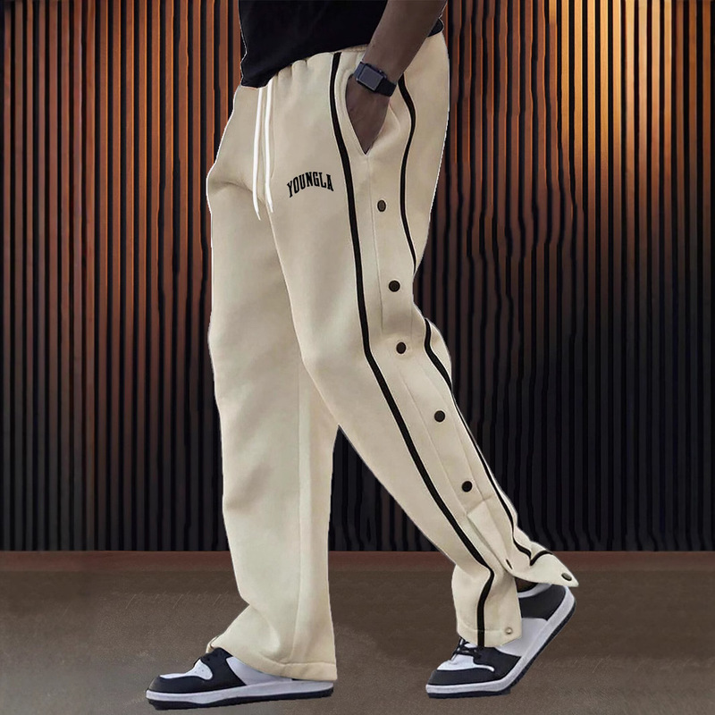 Youngla Men's Pants New Buttoned Casual Pants Jogker Running Basketball Training Pants