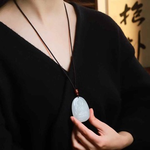 Jade Crafts Natural Xinjiang Hetian Jade Qinghai Material Sheet Grade White Jade Guanyin Pendant Men's Jade Pendant