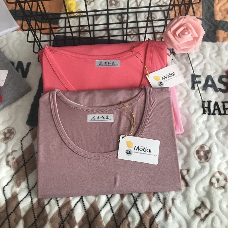 Women's Modal Autumn Underwear Slim Fit Body Suit Bean Paste Color Thin Base Shirt High Elastic Thermal Clothing