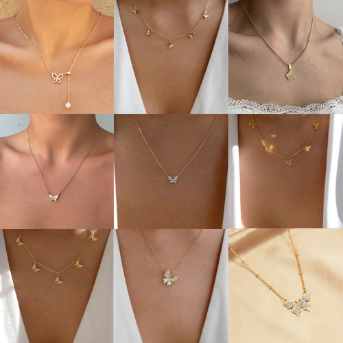 Elegant Minimalist Western Accessory, Versatile Openwork Diamond-Studded Heart Necklace, Fashionable Layered Multi-Strand Alloy Necklace