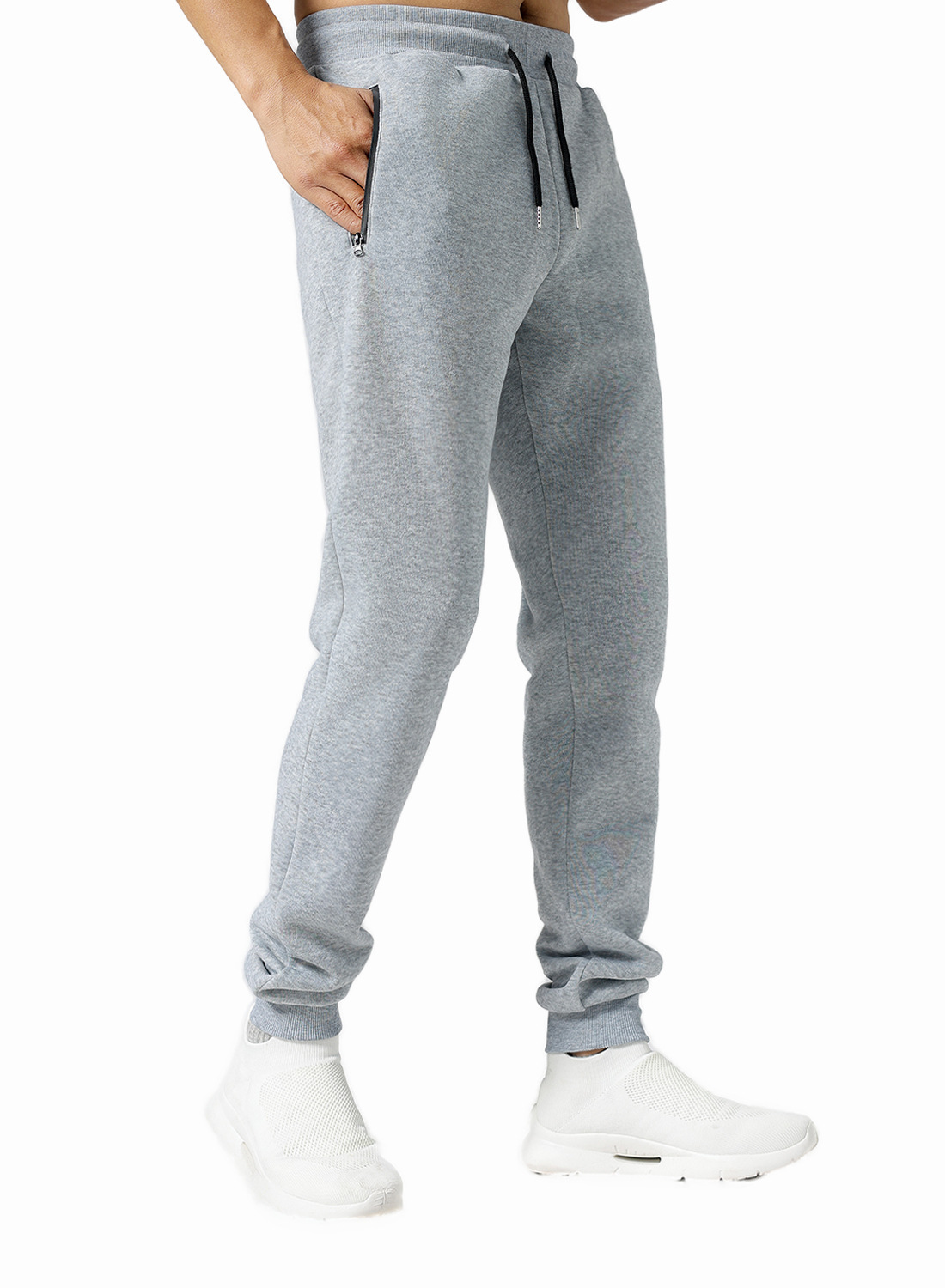 Herren-Jogginghose mit Fleecefutter – Freizeit- und Laufhose mit Reißverschluss (Schwarz/Grau/Marineblau, S-3XL)_voghion.com