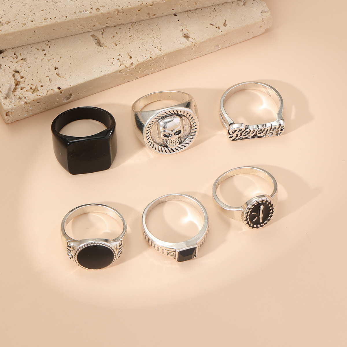 Halloween Festival Letter, Constellation, Skull Pattern Hip-Hop Letter Constellation Skull Alloy Plating Halloween Unisex Rings