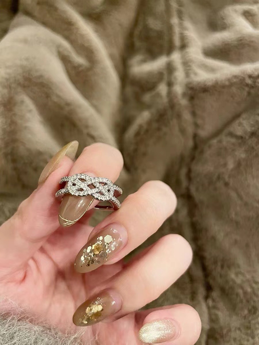 Minimalist Knotted Hollow Ring Designer Adjustable Unique Style_voghion.com