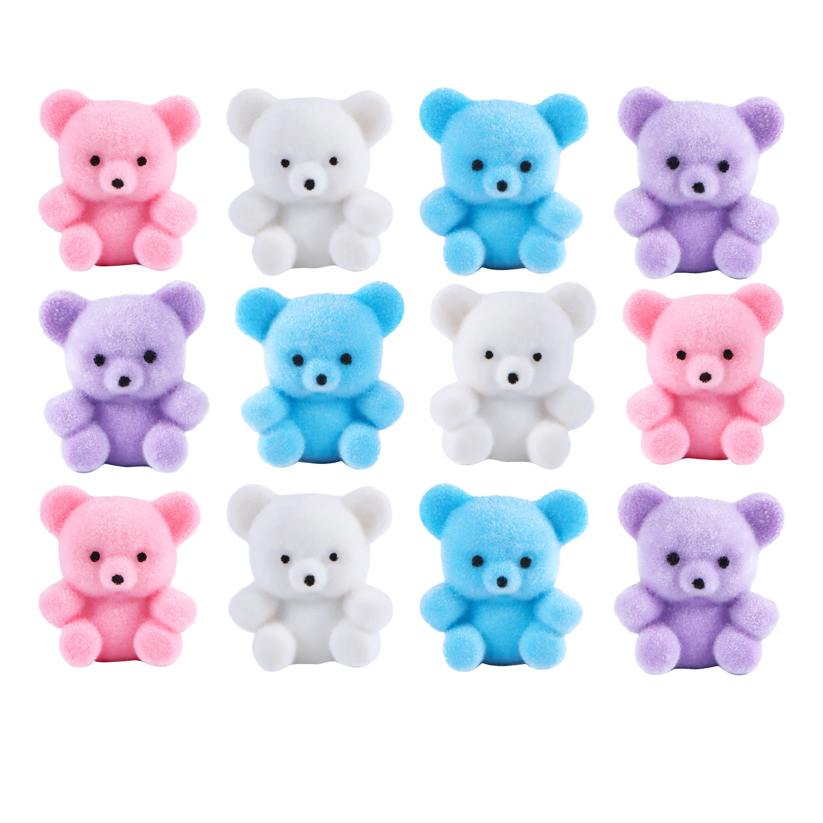 New Mini Flocked Bear Doll Pendant in Macaron Colors, Cute Little Bear Micro DIY Pendant