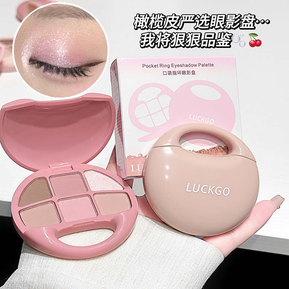 LUCKGO Pocket Ring Eyeshadow Palette: Low-saturation matte and shimmer eyeshadow, highlighting eyeshadow for the under-eye area, and blush all in one palette