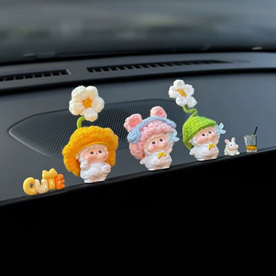 Car ornaments, 2026 New Zodiac Sheep Car - 3-piece-setwindmill-lamb-pink-hat-lamb-backpack-lamb