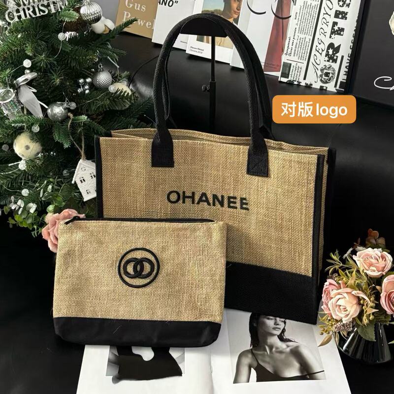 Vip Gift Canvas Bag Linen Linen Handbag Large Capacity Work Tote Handbag Women's Bag