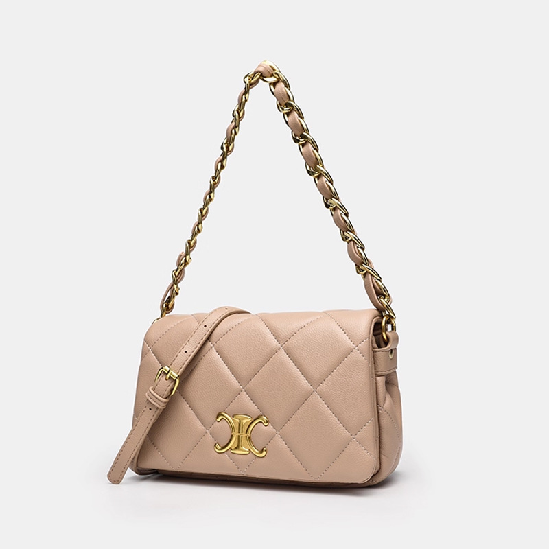 Diamond Quilted Chain Genuine Leather Small Square Bag For Women, Versatile Large Capacity Shoulder Crossbody Bag, European And American Retro Style Clasp Handbag - Thumbnail 7