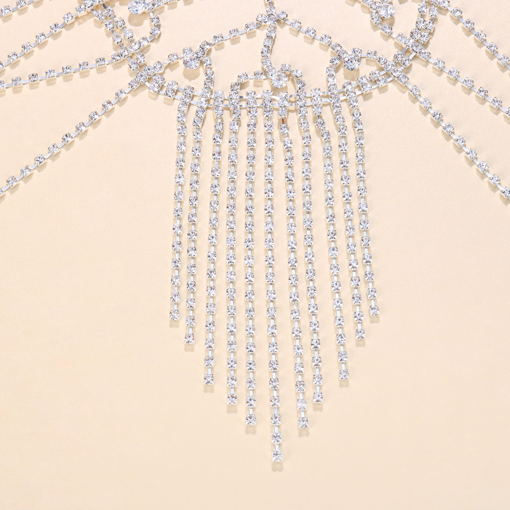 Tocado transfronterizo de moda exagerada borla multicapa Cadena de pelo Europea y americana elegante diadema de lujo Cadena de pelo