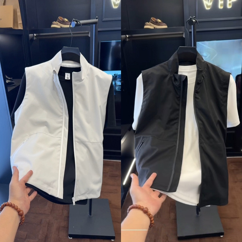 Business Light Luxury High-End Solid Color Autumn Short Straight Hem Original Color Niche Stand Collar Design Vest No Ironing Thin Style Business Light Luxury High-End Solid Color Autumn Short Straight Hem Original Color Niche Stand Collar Design Vest No Ironing Thin Style