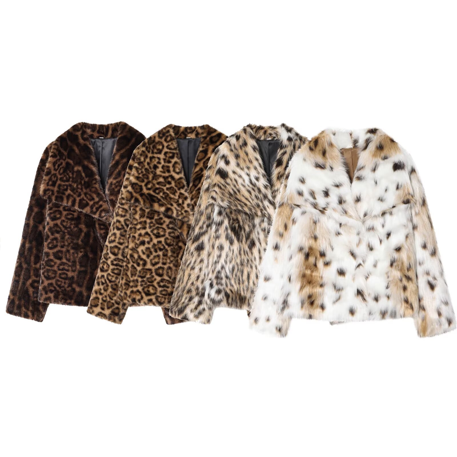Cross-border women's clothing 2026 autumn/winter new style American fashion lapel leopard print faux fur effect coat 4369248