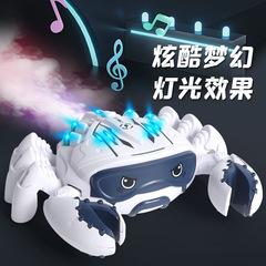 Cross-border children's electric omnidirectional wheel mechanical crab with spray, lighting, sound effects, crawling crab animal electric toy