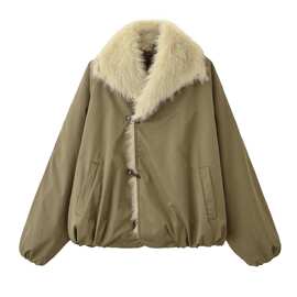 TAOP&ZA秋冬新款女装通勤时尚休闲百搭宽松翻领加绒棉服外套