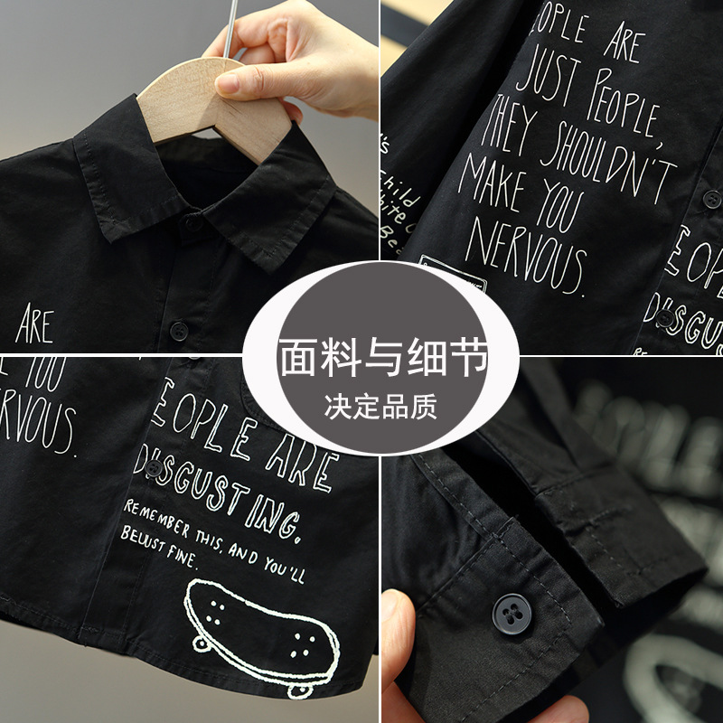 7716 traje de camisa de primavera para niños 2025 nuevo estilo primavera y otoño ropa hermosa bebé versión coreana de dos piezas